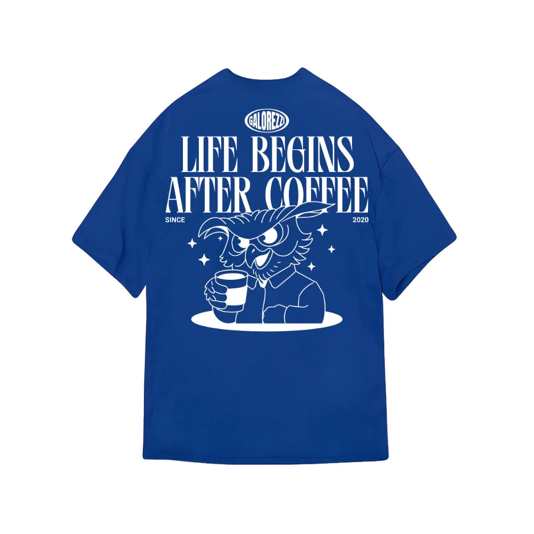 Camiseta Oversized Azul After Coffee