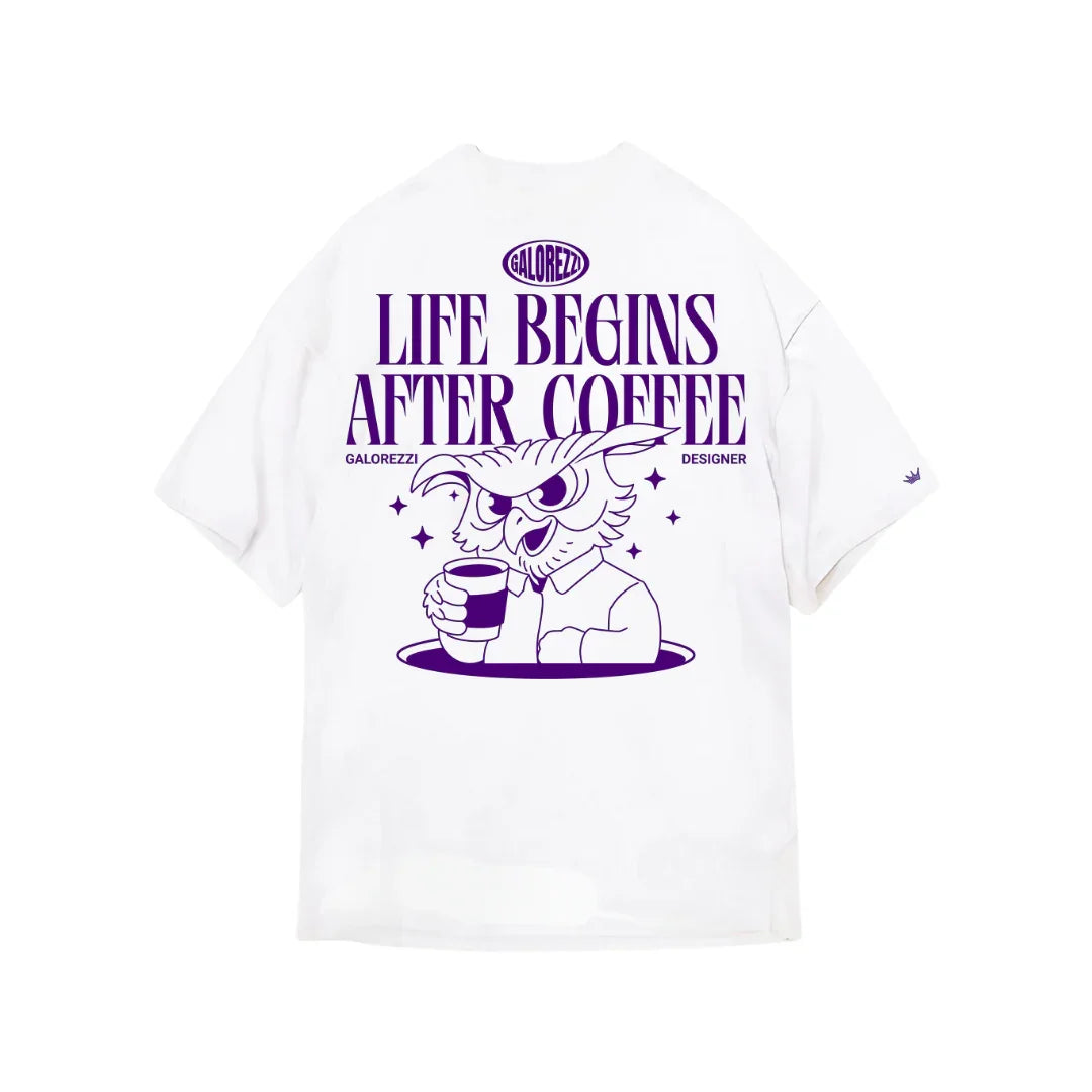 Camiseta Oversized Branca After Coffee