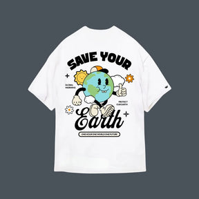 Camiseta Oversized Branca Save Earth