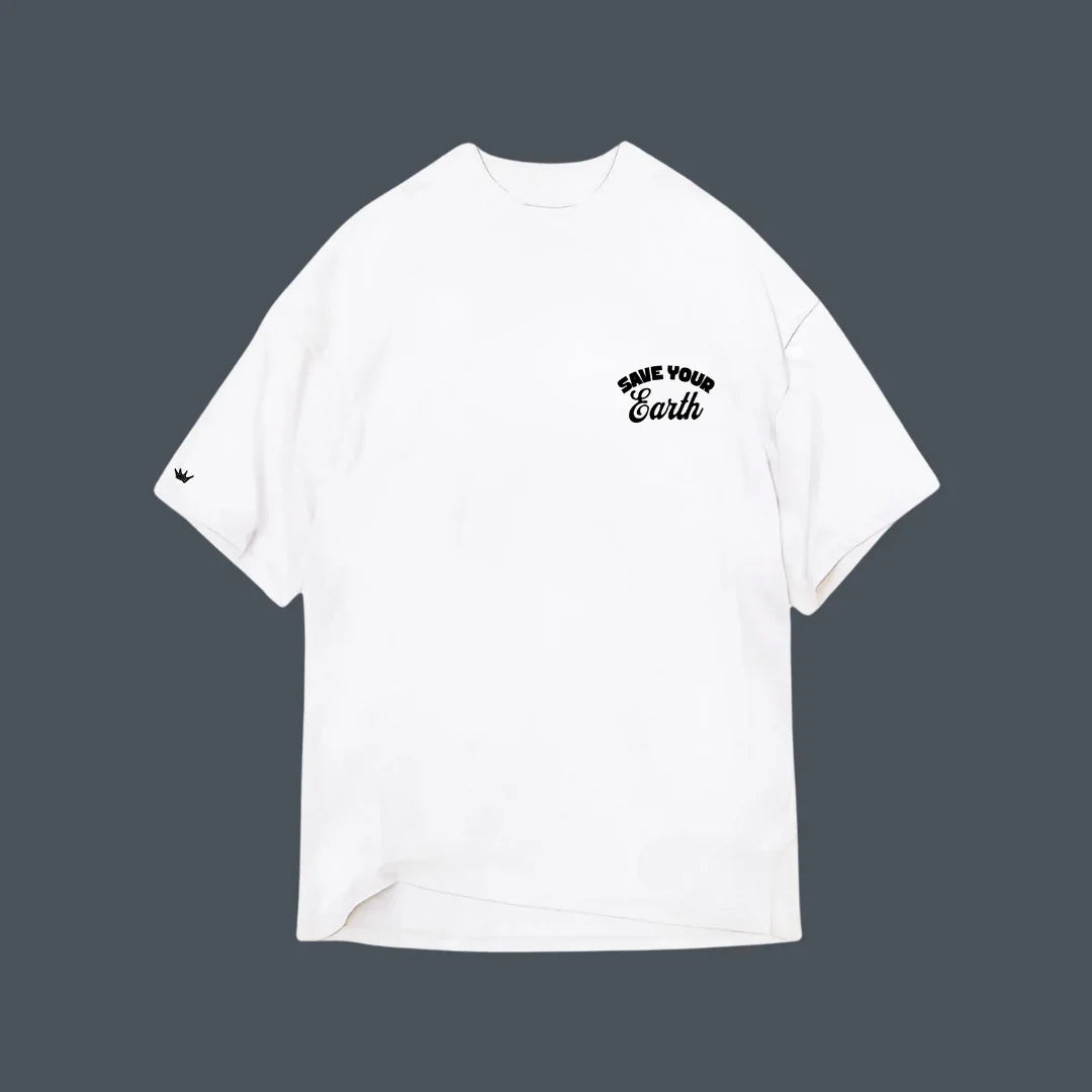 Camiseta Oversized Branca Save Earth