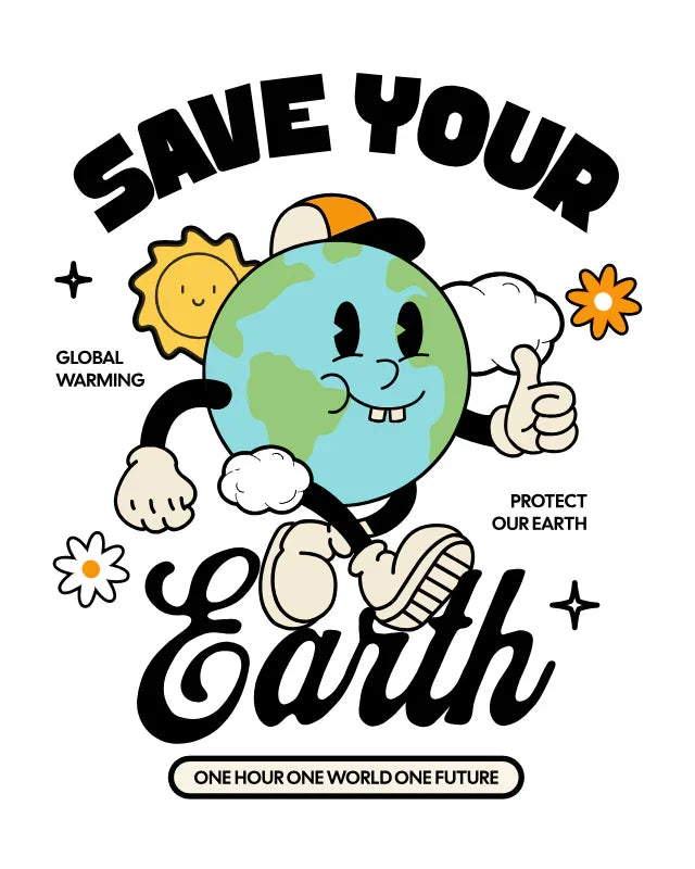 Camiseta Oversized Branca Save Earth